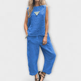 Jennifer ™ ｜Uvoľnený outfit z bavlny a ľanu