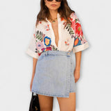 Ziva ™ ｜ Carla krátky rukáv s kvetinovým vzorom