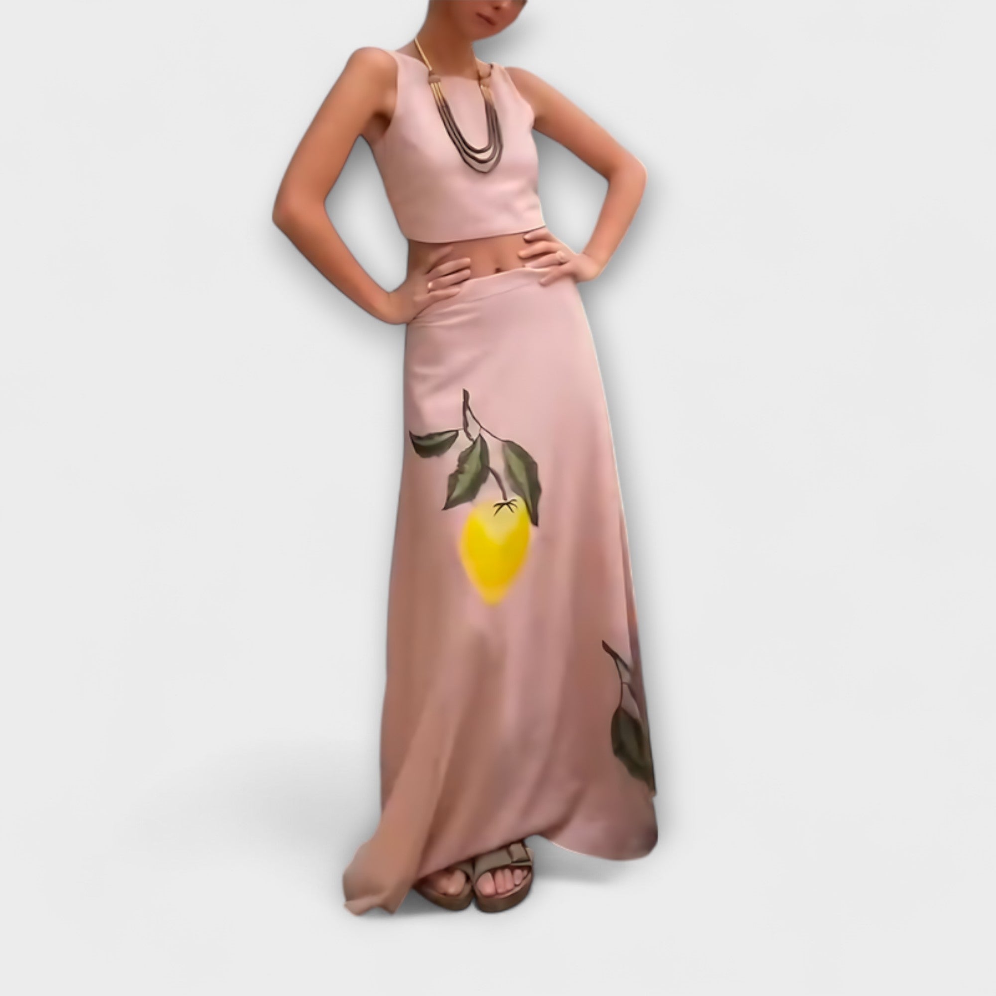 Cosima™ ｜ Midi Sukňa s Amalfi Tlačou