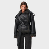 Nikola™ ｜Kabát z kožušiny s opaskom