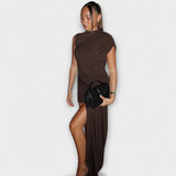 Lila ™ ｜Štýlové, úzke šaty s okrúhlym výstrihom a plisovaním