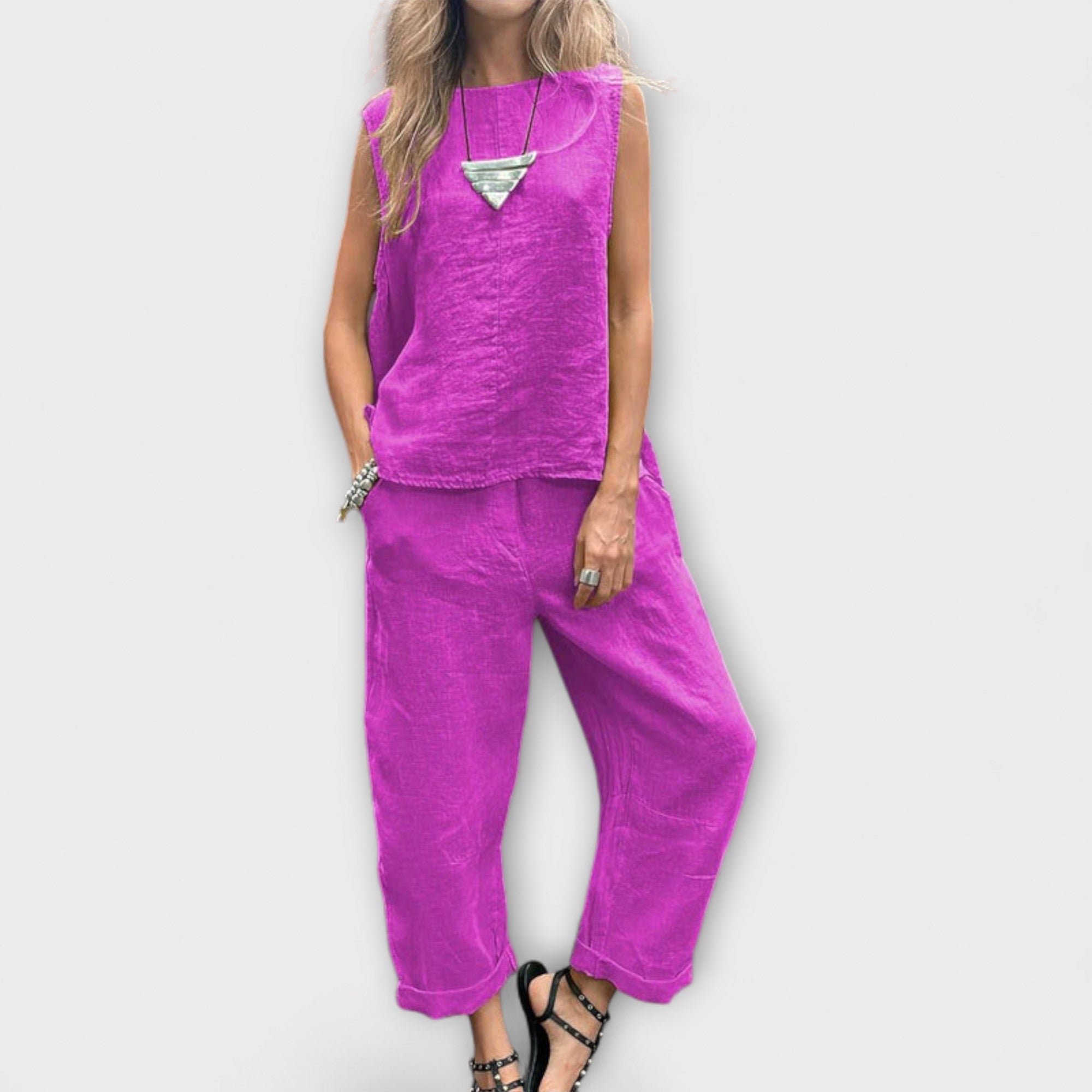 Jennifer ™ ｜Uvoľnený outfit z bavlny a ľanu