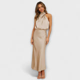 Bohdana ™ ｜Elegantné halter maxi šaty v letnej žltej