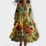 Marina  ™ ｜Vintage Boho Kvetinový vzor Šaty s V-výstrihom