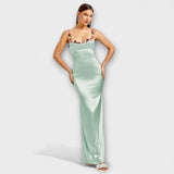 Eira ™ ｜ Ozdobené saténové šaty s viazaním na chrbte