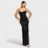 Eira ™ ｜ Ozdobené saténové šaty s viazaním na chrbte