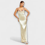 Eira ™ ｜ Ozdobené saténové šaty s viazaním na chrbte