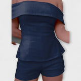 Olivia ™ ｜Biely bavlneno-ľanový dvojdielny set