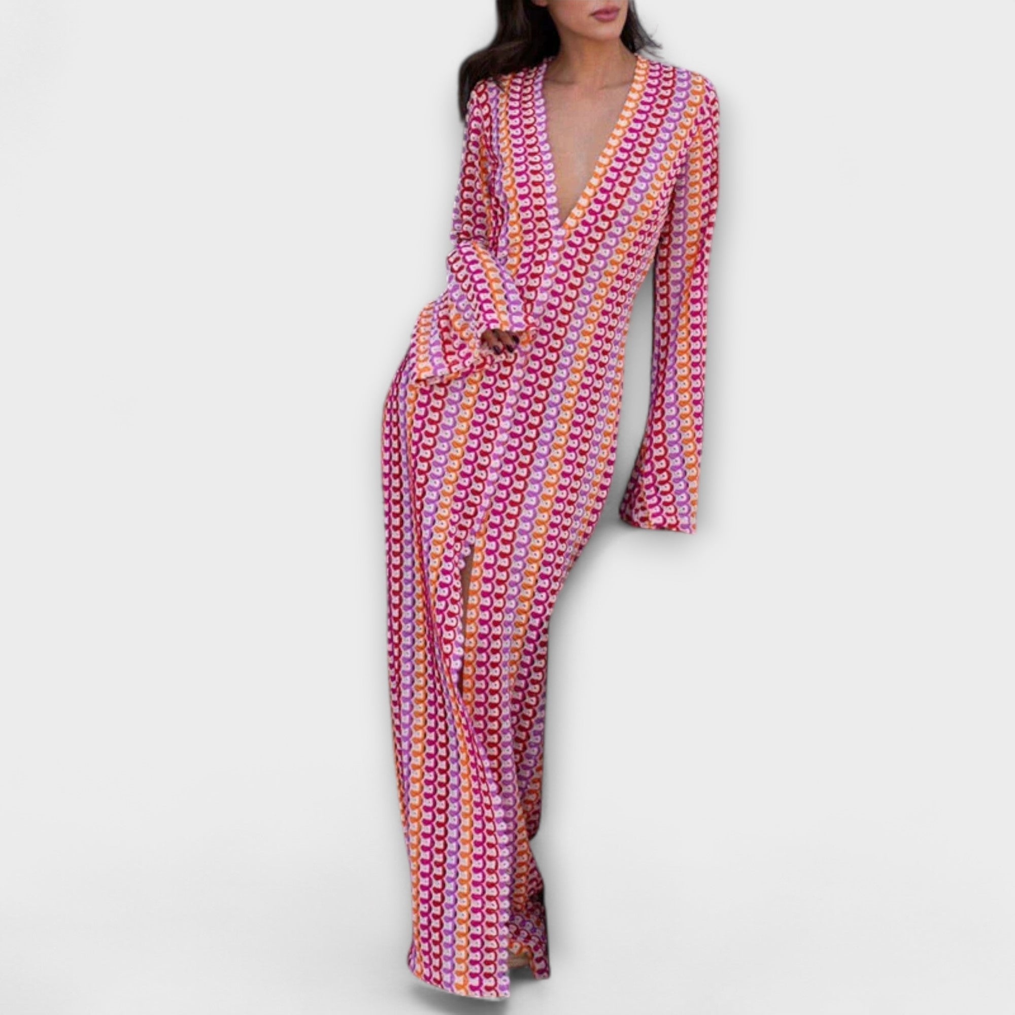 Elina  ™ ｜ Maxi šaty s V-výstrihom a dovolenkovou atmosférou