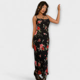 Etela ™ ｜Šaty Bodycon s ramienkami a kvetinovým vzorom