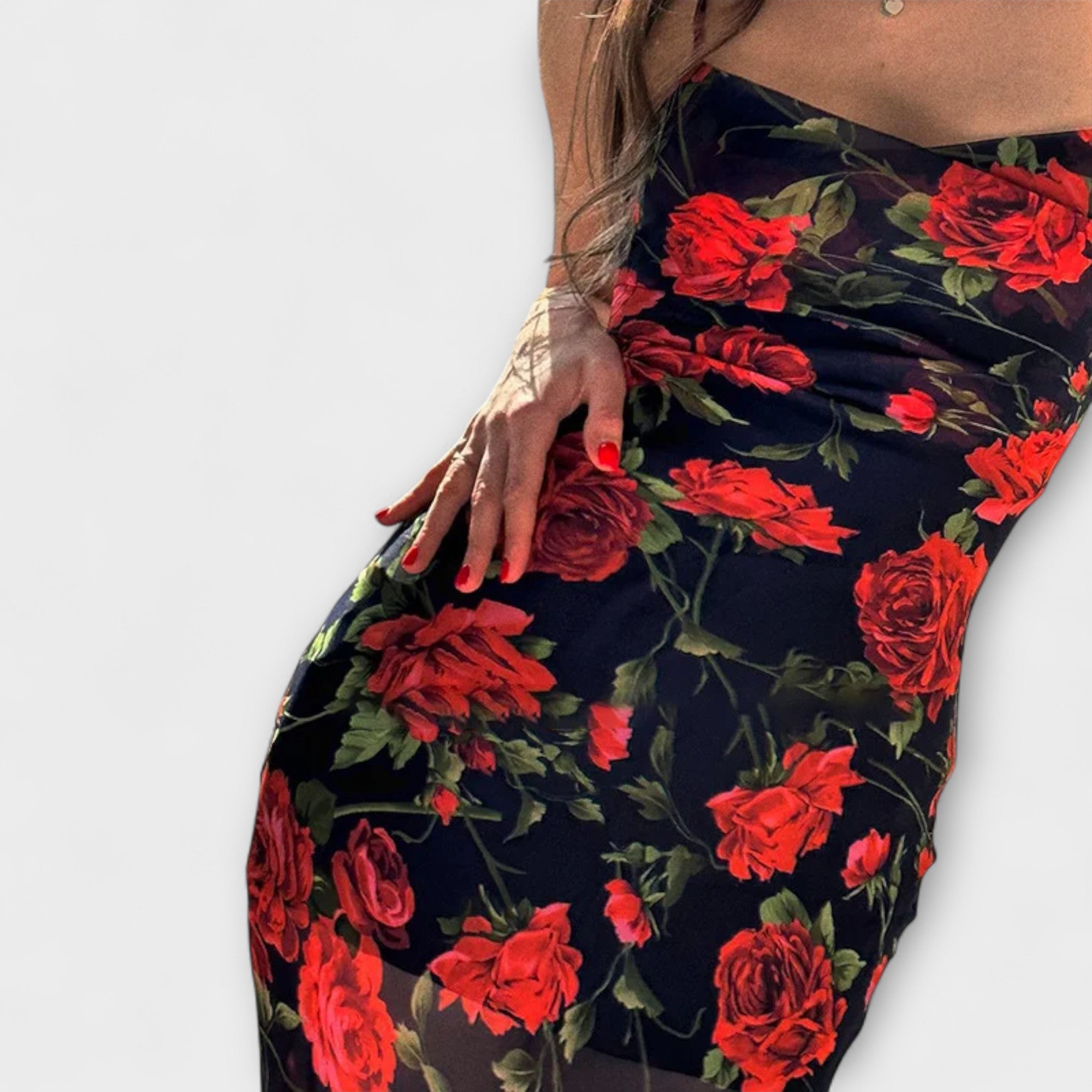 Etela ™ ｜Šaty Bodycon s ramienkami a kvetinovým vzorom