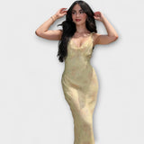 Evka ™ ｜Kryptografický kvetinový vzor maxi šaty