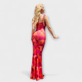 Thalia ™ ｜ Kvetinová potlač spoločenských šiat s viazanými ramienkami