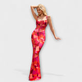 Thalia ™ ｜ Kvetinová potlač spoločenských šiat s viazanými ramienkami