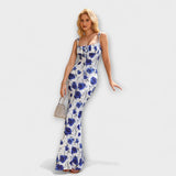 Thalia ™ ｜ Kvetinová potlač spoločenských šiat s viazanými ramienkami