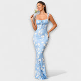 Thalia ™ ｜ Kvetinová potlač spoločenských šiat s viazanými ramienkami