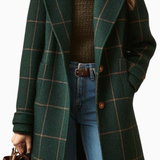 Dámske retro sako s klopami a kockovaným vzorom