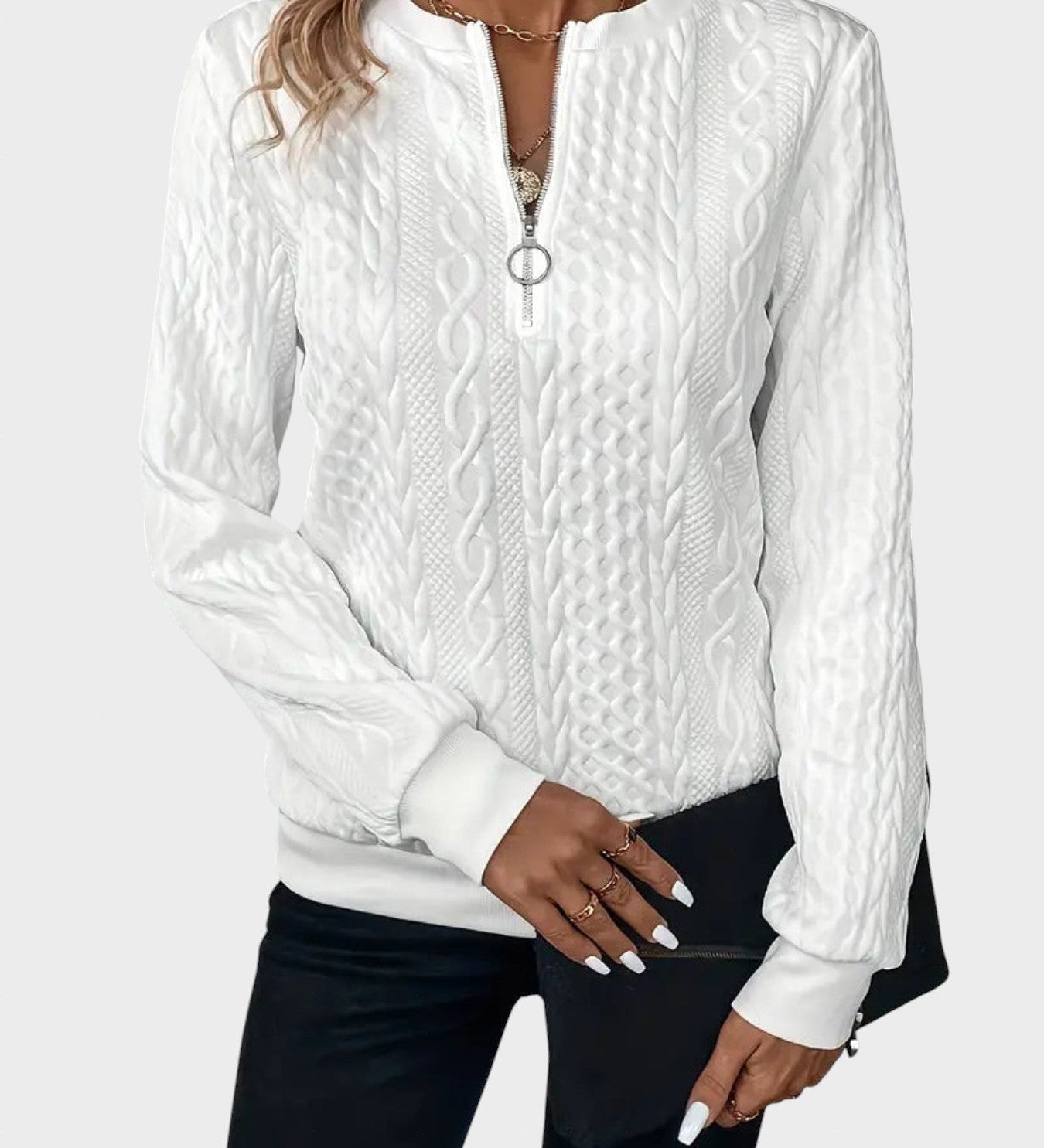 Alena™| Dámsky pletený sveter na zips