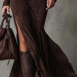 Julina™ | Elegantná Dlhá Šaty z Imitácie Semišu