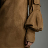 Julia™ | Široké minisukně z semiše s vysokým límcem