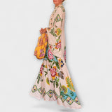 Lisa ™ ｜Elegantné maxikrásne šaty s kvetinovým potlačou a splývavým dizajnom