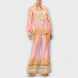 Sage ™ ｜ Uvoľnená košeľa s morskou pannou a elastické nohavice s vysokým pásom