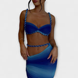 Jane ™ ｜ Štýlový gradient vrkoč crop top a overskirt duo