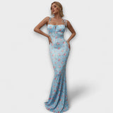 Thalia ™ ｜ Kvetinová potlač spoločenských šiat s viazanými ramienkami