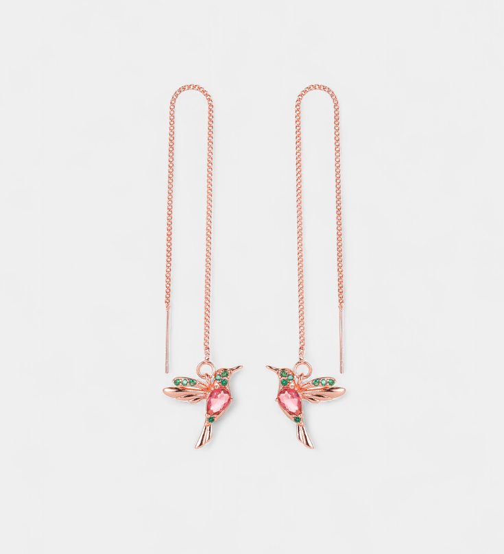 NÁUŠNICE S MOTÍVOM PTÁČIKA A MIXOVANÝCH ZIRKÓNOV