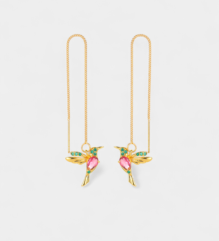 NÁUŠNICE S MOTÍVOM PTÁČIKA A MIXOVANÝCH ZIRKÓNOV