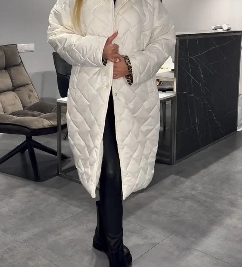 Ofira™ | Obojstranný prešívaný kabát s leopardovou podšívkou