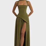 Diana ™ ｜Šaty v tmavo olivovozelenej farbe