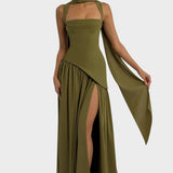 Diana ™ ｜Šaty v tmavo olivovozelenej farbe