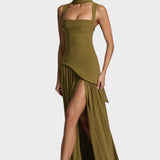 Diana ™ ｜Šaty v tmavo olivovozelenej farbe