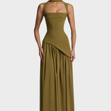 Diana ™ ｜Šaty v tmavo olivovozelenej farbe