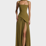 Diana ™ ｜Šaty v tmavo olivovozelenej farbe