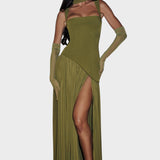 Diana ™ ｜Šaty v tmavo olivovozelenej farbe