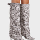 Katarína ™ ｜ Visoke čižmy s animal printom i tankom potpeticom